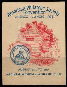 1933 US Poster Stamp American Philatelic Society Convention Chicago Illinois MNH