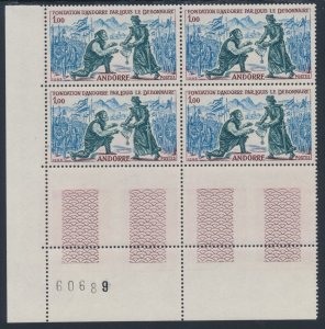 Andorre (French) 1963 Mi 179-181 Sc 155-157 Mint Not Hinged ** Plate Blocks