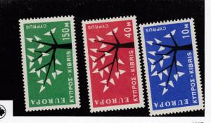 CYPRUS  (MK2635)  #219-221  VF-MNH  10,40,150m  EUROPA ISSUE 1963  CAT VALUE $77