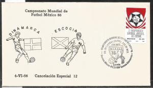 J) 1983 MEXICO, DENMARK-SCOTLAND, BALL, SPECIAL CANCELLATION, II WORLD YOUTH FOO