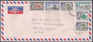 UK GB GILBERT & ELLICE ISLANDS US 1952 AIR MAIL COVER TO DENVER COLORADO