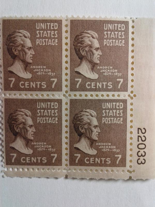 SCOTT # 812 PLATE BLOCK MINT NEVER HINGED GEM !! 1938