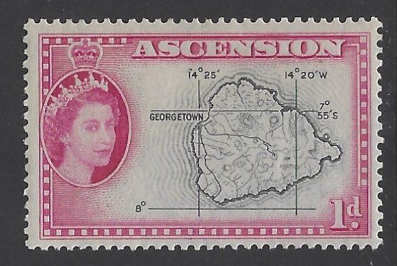 Ascension, Scott #63; 1p Queen Elizabeth II, MLH