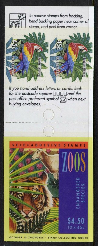 Australia 1391a MNH Zoo Animals, Scarlet Macaw, Cheetah