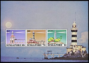 Singapore 399a, MNH, 19th Century Lighthouses souvenir sheet