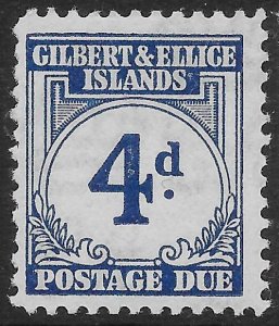 GILBERT & ELLICE IS. SGD4 1940 4d BLUE POSTAGE DUE MTD MINT