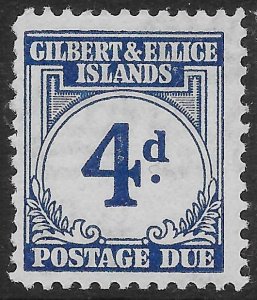 GILBERT & ELLICE IS. SGD4 1940 4d BLUE POSTAGE DUE MNH