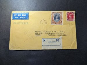 1947 Registered British India Airmail Cover Alleppey to Perth Western Australia