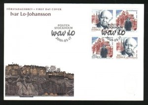 Sweden. FDC Cachet  2001.  Ivar Lo-Johansson. Engraver Martin Morck