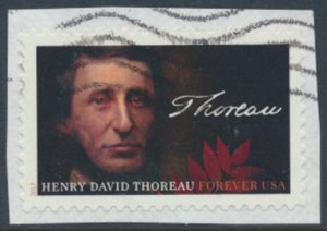 USA Sc# 5202  Used SA on piece  Henry Thoreau 2017 see details / scan