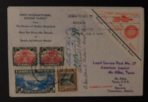 1936 Reynosa Tamps Mexico First Rocket Flight Mail cover To McAllen USA Signed 8