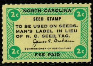 North Carolina State Revenue Stamp Sc#S1 M/LH/VF Seed