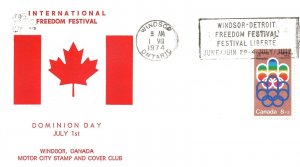 CANADA EVENT CACHET COVER INTERNATIONAL FREEDOM FESTIVAL CANADA DAY JULY 1 1974