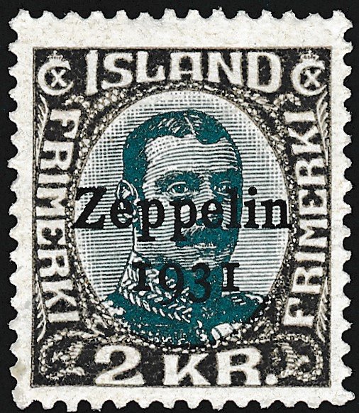 Zeppelin Iceland Stamps.  30a, 1K & 2K., MH