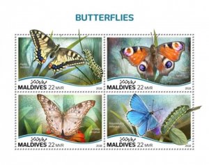 Maldives - 2018 Butterflies on Stamps - 4 Stamp Sheet - MLD18710a