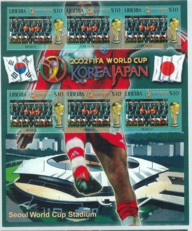 LIBERIA - Stamps M / SHEET - 2002 FIFA Football JAPAN / KOREA:   MEXICO  team