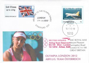 Austria UK GB special flight cover 2012 London Olympic Games Airbus A320