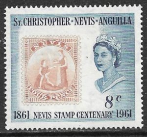 ST. KITTS NEVIS 1961 8c Nevis Stamp Anniversary Issue Sc 140 MNH