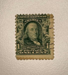 1900s one cent, Benjamin Franklin stamp
