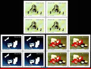 2153-55 BRAZIL 1988 CHRISTMAS RELIGION, ORIGAMI ART MI# 2271-73 C-1603 BLOCK MNH