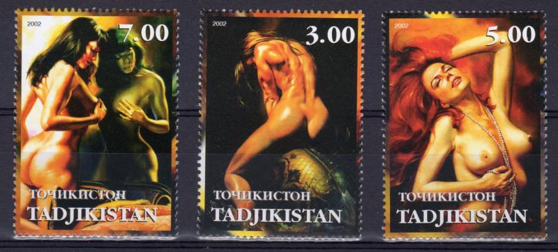 Tajikistan  2002 The Art of Julie Bell Fantasy Set  (3) Perforated MNH