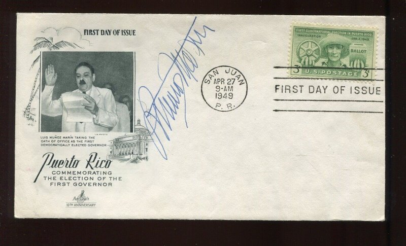 LUIS MUNOZ MARIN, FIRST PUERTO RICO ELECTED GOVERNOR, SIGNED ELECTION FDC LV1812