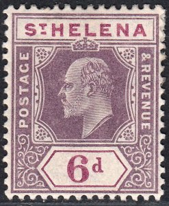 1908-11 ST. HELENA KEVII 6d DULL & DEEP PURPLE (SG# 67) MH VF