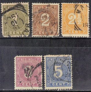 NETHERLAND-INDIES SC# 17-20+22  **USED** 1883-90      SEE SCAN