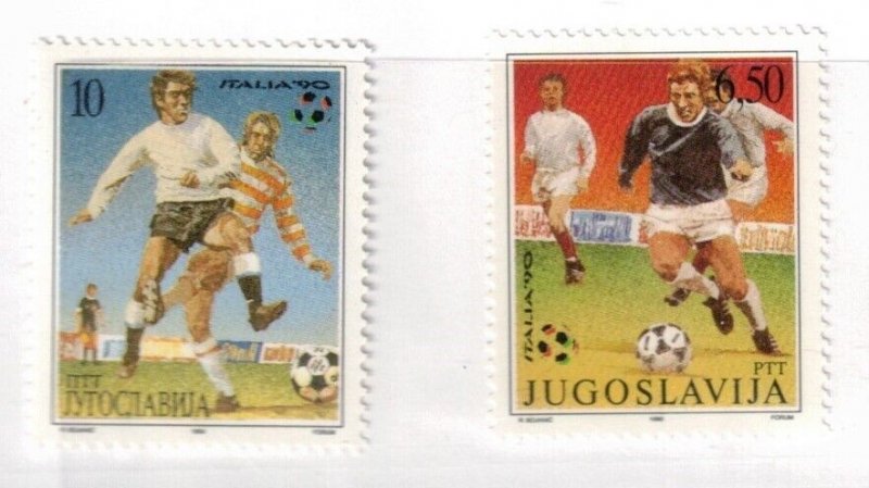Yugoslavia Sc 2038-9 NH SET of 1990 - Sport - World Cup Soccer 