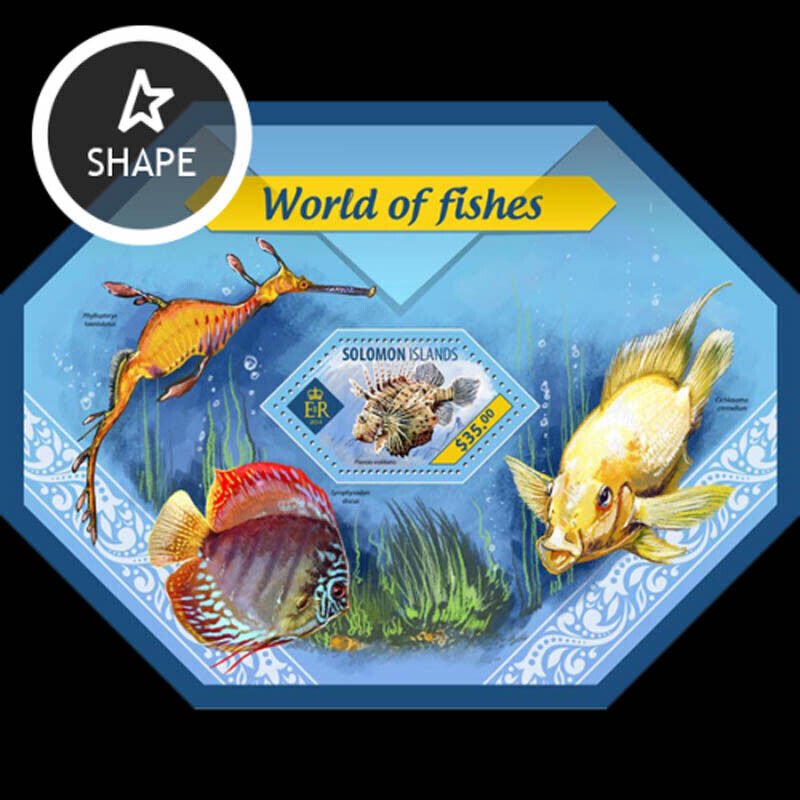Solomon Islands 2014 World Fishes Hexagon Stamp Souvenir Sheet 19M-424