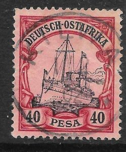 GERMAN EAST AFRICA SG22 1901 40p BLACK & CARMINE ON ROSE USED