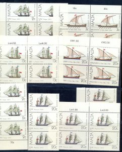 MALTA 1983 SHIPS BLOCKS & STRIPS MNH