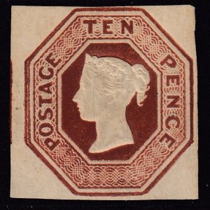 SG 57 10d deep brown. A fine fresh lightly mounted mint example. 4 clear to...