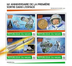 Niger Space Stamps 2020 MNH Alexei Leonov 1st Spacewalk Famous People 4v M/S