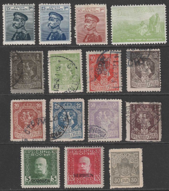 SERBIA - INTERESTING GROUP OF 15 MINT AND USED STAMPS - SERB-GRP