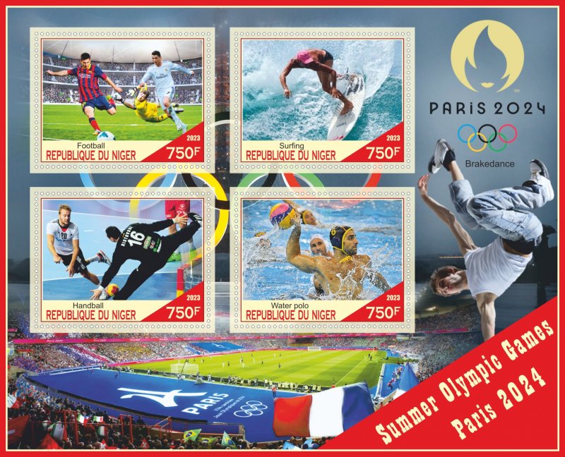 Stamps.Sports.Olympics games in Paris 2024  2023 year 1+1 sheet perf Niger