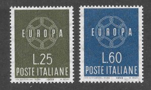 Italy Scott 791-92 MNHOG - 1959 EUROPA Issue - SCV $0.80