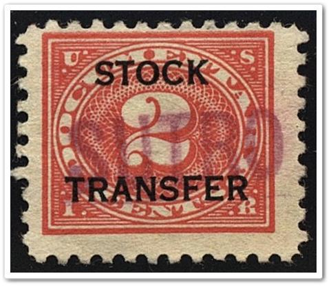 RD25 2¢ Stock Transfer Stamp (1928) Used