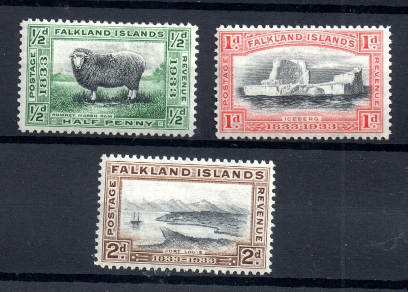 Falkland Islands 1933 values to 2d LHM WS18439