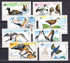 Rwanda, Scott cat. 652-659. Pelican & Other Birds issue. ^