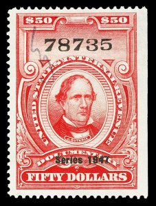 Scott R481 $50.00 1947 Dated Red Revenue Used F-VF Cat $17.50