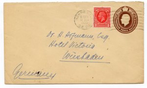 GB 1934 Postal Stationery 1 1/2d Uprated Envelope Herne Hill/Germany