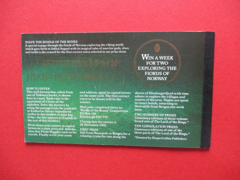 SG DX14 Tolkien The Centenary 1892 - 1992 £6 Prestige Booklet MNH