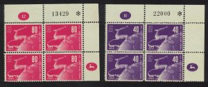 Israel 75th Anniversary of UPU Corner Blocks Control Numbers 1950 MNH