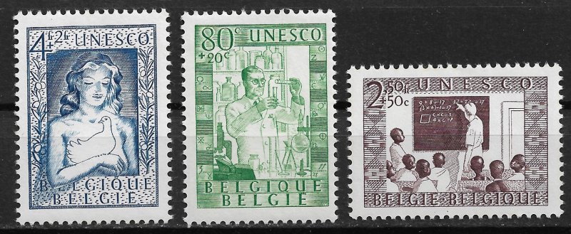 1951 Belgium B492-4 Unesco MLH C/S of 3 SCV$23.40