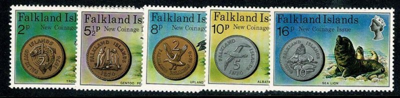 Falkland Islands.Falkland Islands. 1975 New Coinage. Set of 5 vals UM. SG 316-20