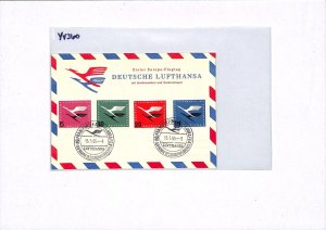 GERMANY Air Mail Card LUFTHANSA 1955 ERSTER EUROPA FLUGTAG YV360