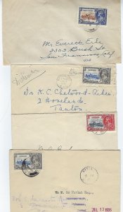 UK GB BRITISH 1935 CORONATION 4 COMMERCIAL COVERS BARBADOS BERMUDA VIRGIN ISLAND