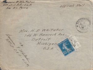 AEF Member w/French Amy to Detroit, Mi 1918, Censored (M5793)