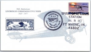 US SPECIAL EVENT COVER SPIRIT OF ST. LOUIS LINDBERGH TOUR FORT WAYNE IND 1977 C